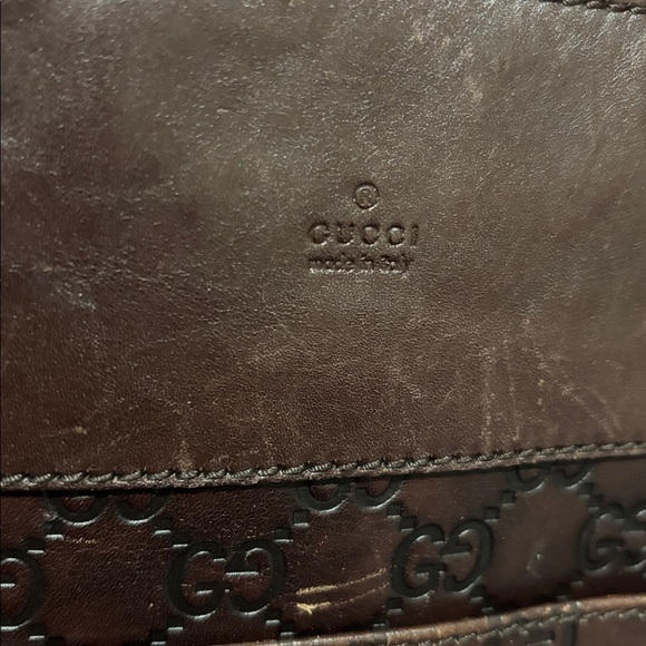 UNISEX GUCCI Guccissima Medium Flat Brown Messenger - AUTHENTICITY GUARANTEED - Picture 2 of 6